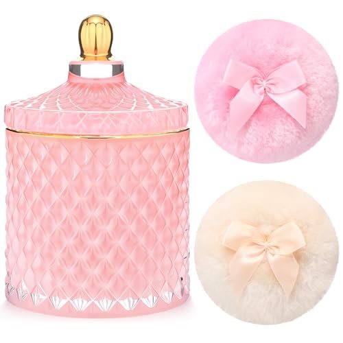 Chunful 3-Piece Large Body Powder Puff Set with 5-Inch Pink Container & 3.5-Inch Soft Reusable Puffs - Washable, Wet & Dry Use for Talcum or Loose Powder - görsel 2