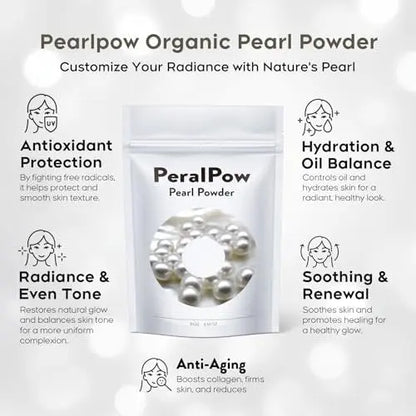 Peralpow Organic Pearl Powder 100g - 100% Natural DIY Skincare for Anti-Aging, Minimize Pores, Soothe Skin (3.52 oz) Avelisse