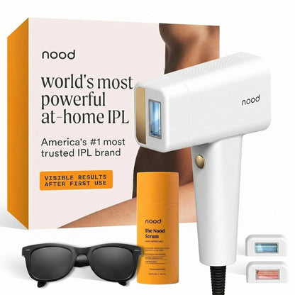 Nood Flasher Pro IPL Laser Hair Removal Device + Slow-Grow Serum for Women & Men – Gloss White Avelisse