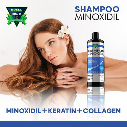 GREEN ROYALTY Minoxidil Shampoo – Sulfate-Free with Keratin & Collagen – Deep Cleansing & Nourishing Formula for Fuller, Thicker-Looking Hair – Unisex – 32oz (950ml) Avelisse