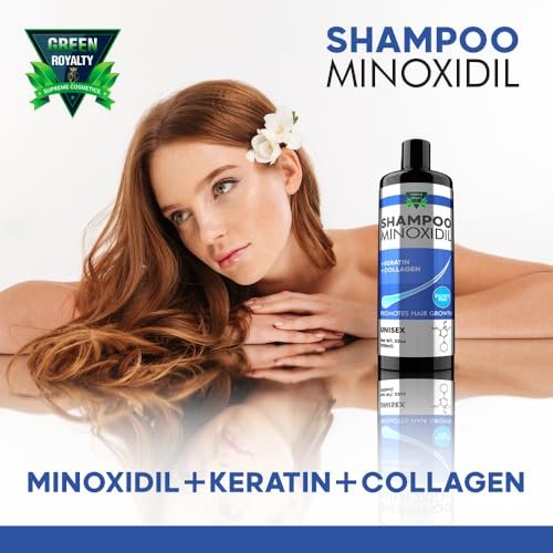 GREEN ROYALTY Minoxidil Shampoo – Sulfate-Free with Keratin & Collagen – Deep Cleansing & Nourishing Formula for Fuller, Thicker-Looking Hair – Unisex – 32oz (950ml) Avelisse