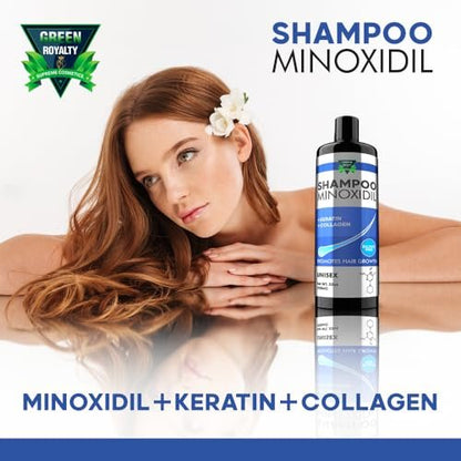 GREEN ROYALTY Minoxidil Shampoo – Sulfate-Free with Keratin & Collagen – Deep Cleansing & Nourishing Formula for Fuller, Thicker-Looking Hair – Unisex – 32oz (950ml) Avelisse