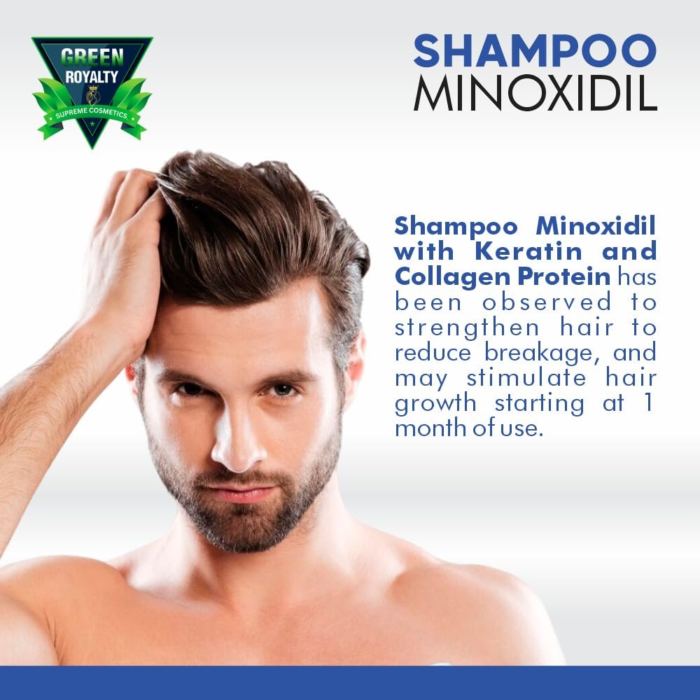 GREEN ROYALTY Minoxidil Shampoo – Sulfate-Free with Keratin & Collagen – Deep Cleansing & Nourishing Formula for Fuller, Thicker-Looking Hair – Unisex – 32oz (950ml) Avelisse