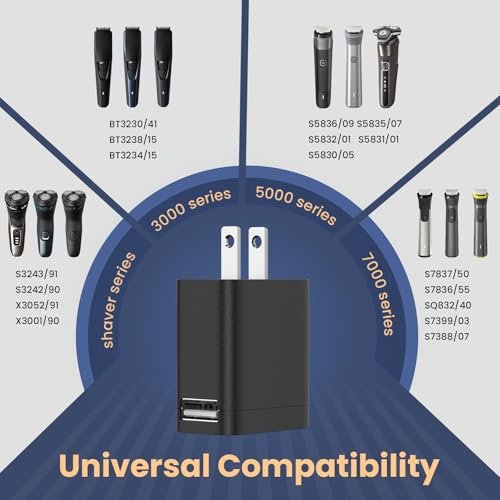 BENSN 5V Charger for Philips Norelco Shaver Series 2000 3000 5000 7000 9000, Charging Cord Fit for Phillips Wet & Dry Electric Shaver 2400 3900 5400 7200 5000X i9000 Series Trimmer Power Adapter - görsel 6
