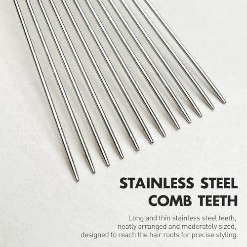 Metal Afro Comb Set – 2PCS African American Hair Pick Comb, Wide Teeth, Classic Black Fist Design – Styling Tool for Curly and Afro Hair - görsel 9