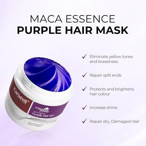 Karseell Purple Hair Mask 3.38 fl oz - Neutralizes Brass & Yellow Tones for Blonde, Silver, Gray & Highlighted Hair - görsel 8