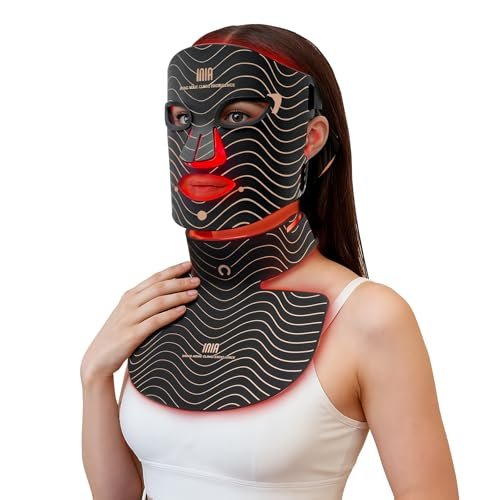 Red Light Therapy Mask for Face & Neck – 4 Light Modes with 850nm NIR, Red, Yellow & Blue LED Light Therapy, 2600mAh Rechargeable LED Face Mask for Anti-Aging, Skin Firming & Radiant Glow at Home Avelisse