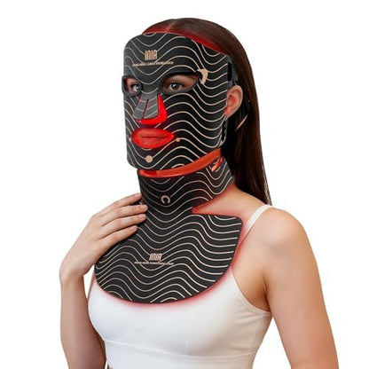 Red Light Therapy Mask for Face & Neck – 4 Light Modes with 850nm NIR, Red, Yellow & Blue LED Light Therapy, 2600mAh Rechargeable LED Face Mask for Anti-Aging, Skin Firming & Radiant Glow at Home Avelisse