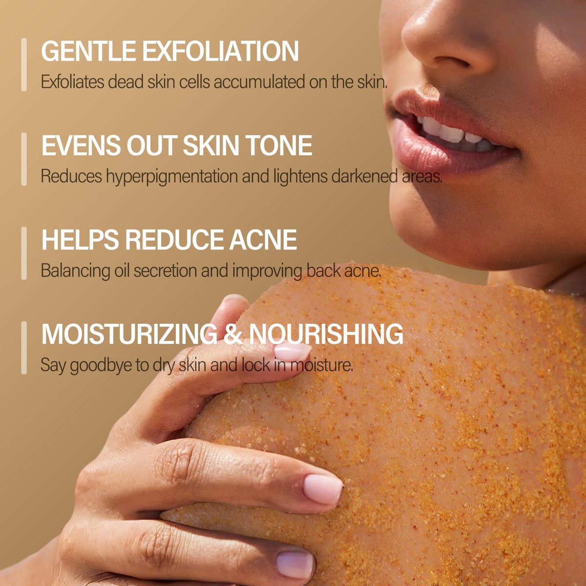 Turmeric Body Scrub with Vitamin C, Collagen & Coconut Oil – Exfoliating Body Scrub for Smooth, Hydrated Skin – Dead Skin Remover for Butt, Bikini Area – Includes Loofah – 10.58 oz Avelisse