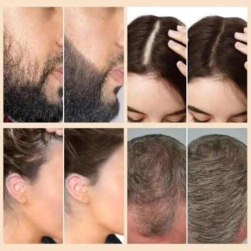 WOZUTUNT Hair Thickening Fibers & Pump Applicator Set - Professional Hair Styling Kit for Men's Hair & Beard - Black Hairline Enhancer & Volumizing Spray (4 x 0.24 oz) Avelisse