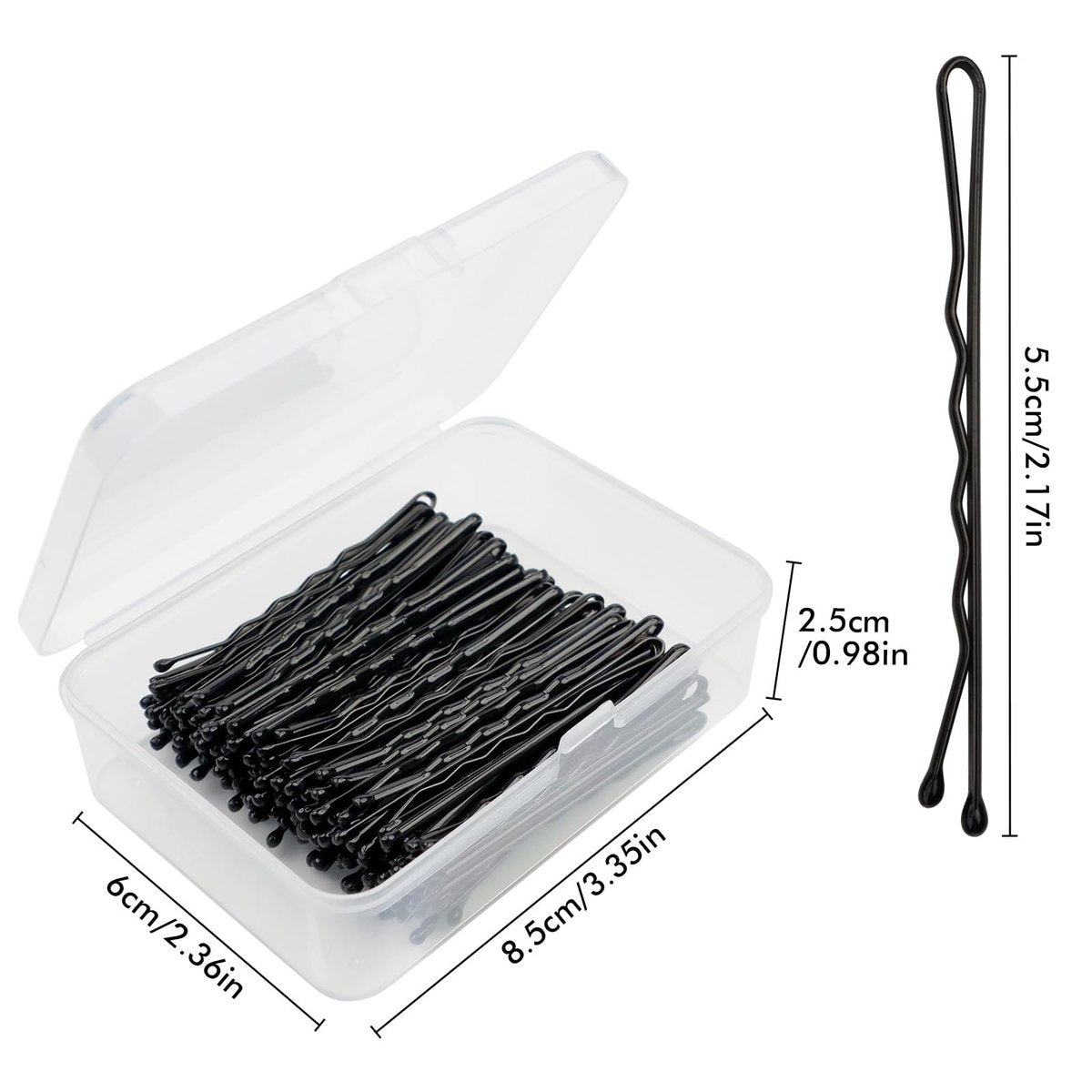 Dolahair Hair Pins for Women - Black Bobby Pins for Bun Styling Kit with Hair Wax Stick and Slick Back Brush - Premium Metal Bobby Pins for Kids, Girls, Women - Pain-Free Comfortable Hair Accessories (100 Count) - görsel 5