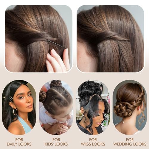 Dolahair Hair Pins for Women - Black Bobby Pins for Bun Styling Kit with Hair Wax Stick and Slick Back Brush - Premium Metal Bobby Pins for Kids, Girls, Women - Pain-Free Comfortable Hair Accessories (100 Count) - görsel 4
