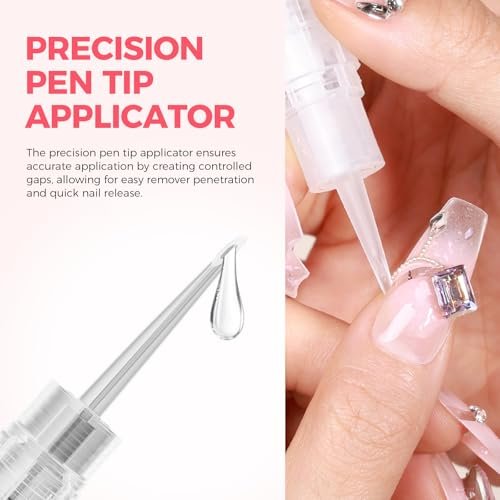 Gellaktik Nail Glue Remover with Remover Pen Tool Kit for Press on Nails, 50ml Acetone-Free Solution for False Nails, Acrylic Fake Tips, Pro Click & Remove Pen Design - görsel 10