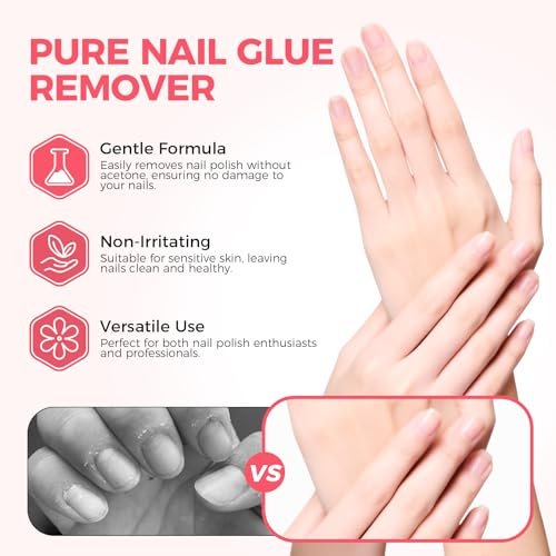Gellaktik Nail Glue Remover with Remover Pen Tool Kit for Press on Nails, 50ml Acetone-Free Solution for False Nails, Acrylic Fake Tips, Pro Click & Remove Pen Design - görsel 14