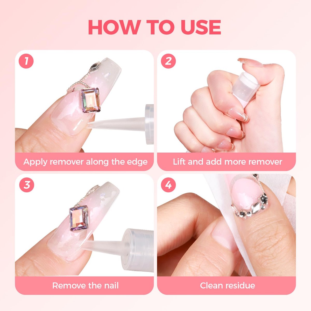 Gellaktik Nail Glue Remover with Remover Pen Tool Kit for Press on Nails, 50ml Acetone-Free Solution for False Nails, Acrylic Fake Tips, Pro Click & Remove Pen Design - görsel 15