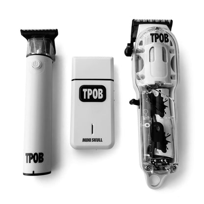TPOB Slime 2 Barber Hair Clippers Trimmer Shaver Set for Men with Matte White Case and Fade Blade Avelisse