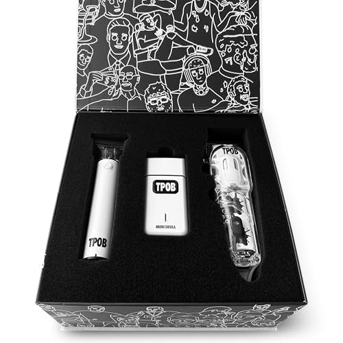 TPOB Slime 2 Barber Hair Clippers Trimmer Shaver Set for Men with Matte White Case and Fade Blade Avelisse