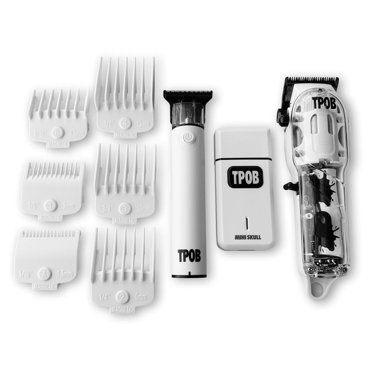 TPOB Slime 2 Barber Hair Clippers Trimmer Shaver Set for Men with Matte White Case and Fade Blade Avelisse