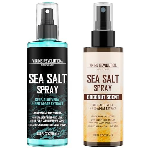 Viking Revolution Sea Salt Spray for Men - Texturizing Hair Spray with Kelp, Aloe Vera & Red Algae - Ocean Breeze & Coconut Scent, 8.8 oz (Pack of 2) Avelisse