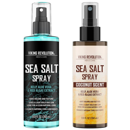 Viking Revolution Sea Salt Spray for Men - Texturizing Hair Spray with Kelp, Aloe Vera & Red Algae - Ocean Breeze & Coconut Scent, 8.8 oz (Pack of 2) Avelisse