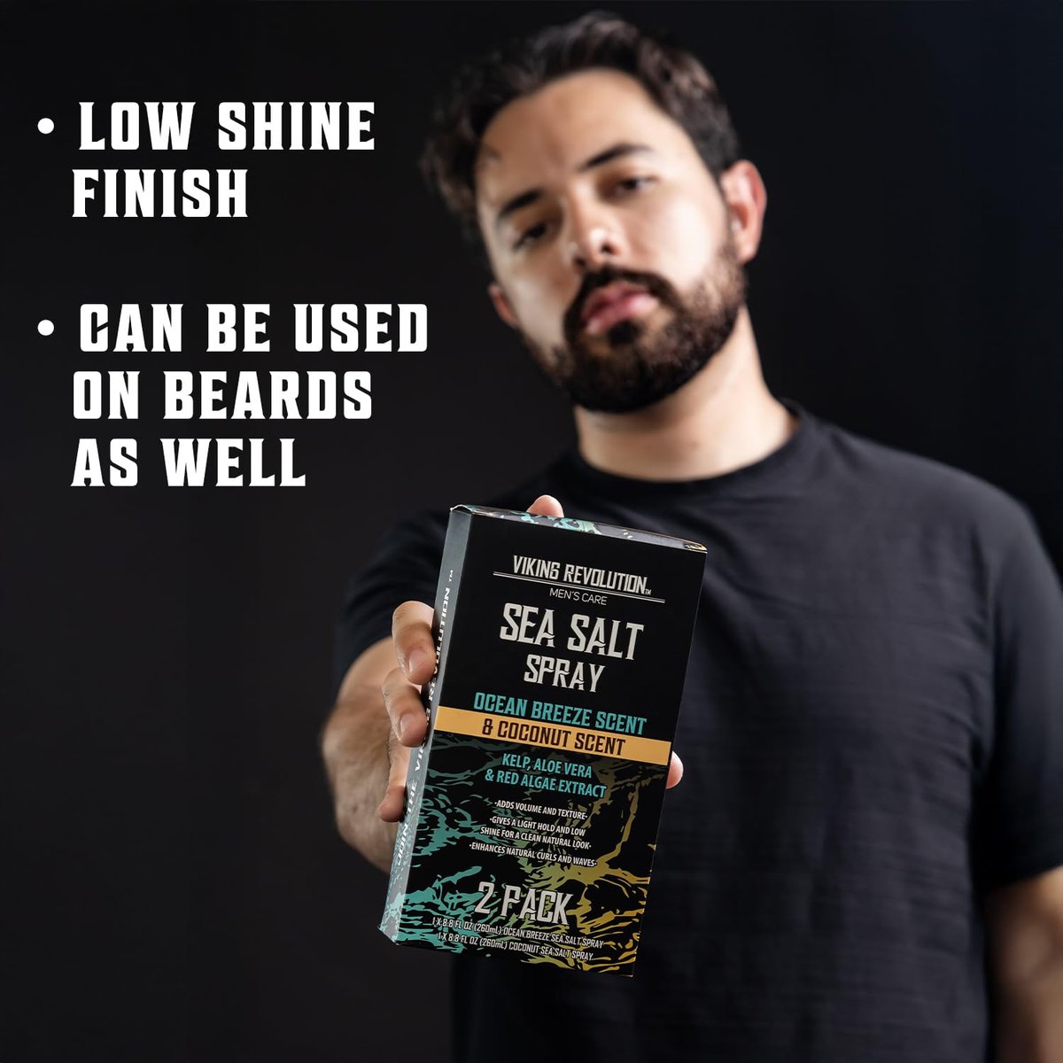 Viking Revolution Sea Salt Spray for Men - Texturizing Hair Spray with Kelp, Aloe Vera & Red Algae - Ocean Breeze & Coconut Scent, 8.8 oz (Pack of 2) Avelisse