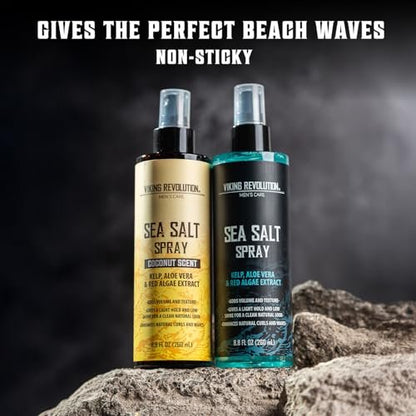 Viking Revolution Sea Salt Spray for Men - Texturizing Hair Spray with Kelp, Aloe Vera & Red Algae - Ocean Breeze & Coconut Scent, 8.8 oz (Pack of 2) Avelisse