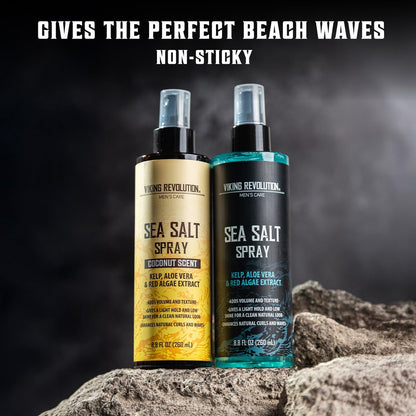 Viking Revolution Sea Salt Spray for Men - Texturizing Hair Spray with Kelp, Aloe Vera & Red Algae - Ocean Breeze & Coconut Scent, 8.8 oz (Pack of 2) Avelisse