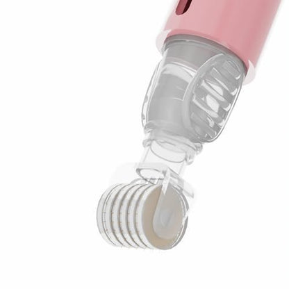 TIDEWISH Derma Roller with Liquid Reservoir Serum Applicator for Lips, Skin, Hair, Wrinkles - 105 Titanium Needles 0.25 mm, Pink Avelisse