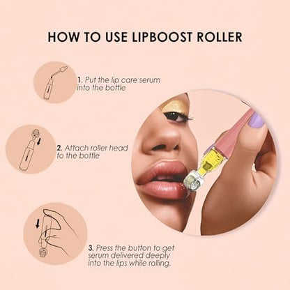 TIDEWISH Derma Roller with Liquid Reservoir Serum Applicator for Lips, Skin, Hair, Wrinkles - 105 Titanium Needles 0.25 mm, Pink Avelisse