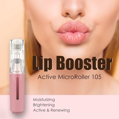TIDEWISH Derma Roller with Liquid Reservoir Serum Applicator for Lips, Skin, Hair, Wrinkles - 105 Titanium Needles 0.25 mm, Pink Avelisse