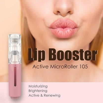 TIDEWISH Derma Roller with Liquid Reservoir Serum Applicator for Lips, Skin, Hair, Wrinkles - 105 Titanium Needles 0.25 mm, Pink Avelisse