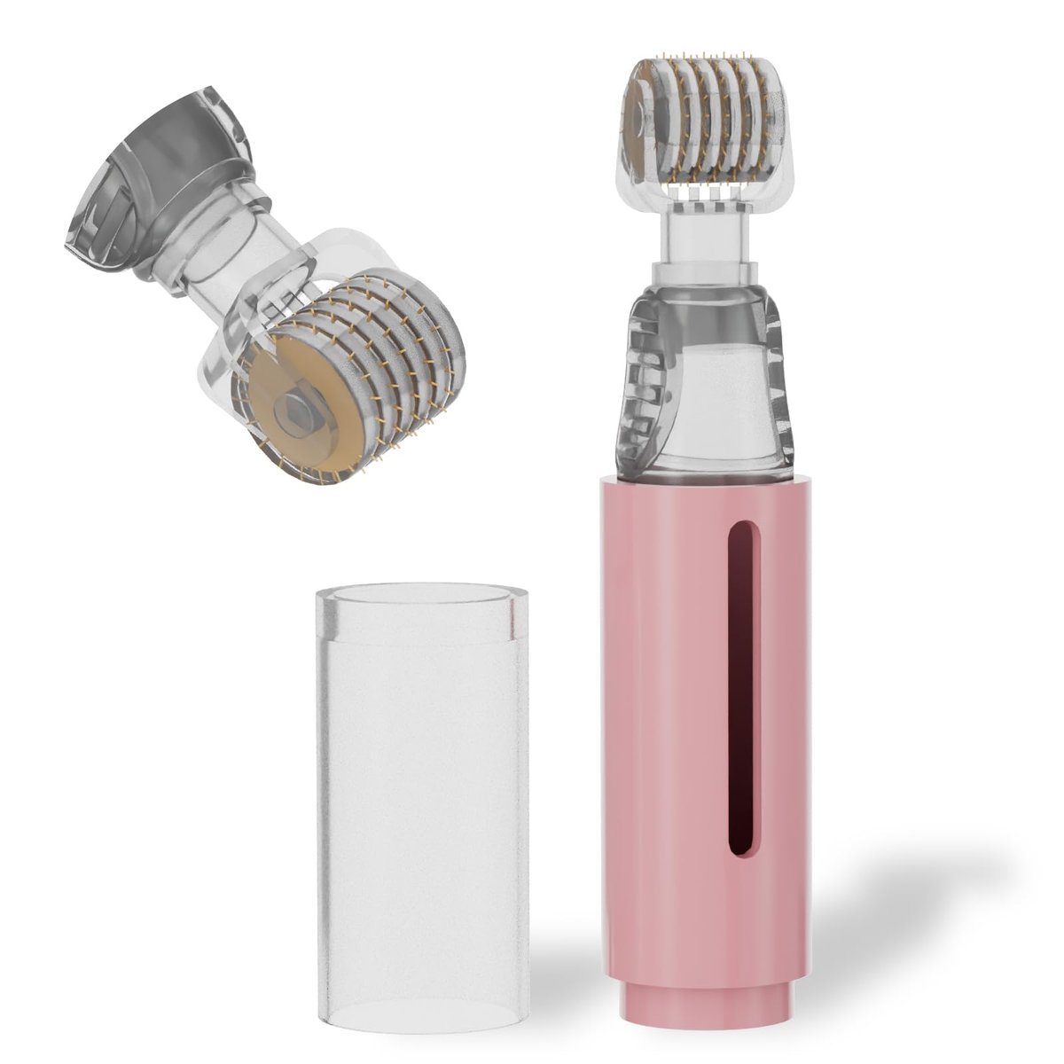 TIDEWISH Derma Roller with Liquid Reservoir Serum Applicator for Lips, Skin, Hair, Wrinkles - 105 Titanium Needles 0.25 mm, Pink Avelisse