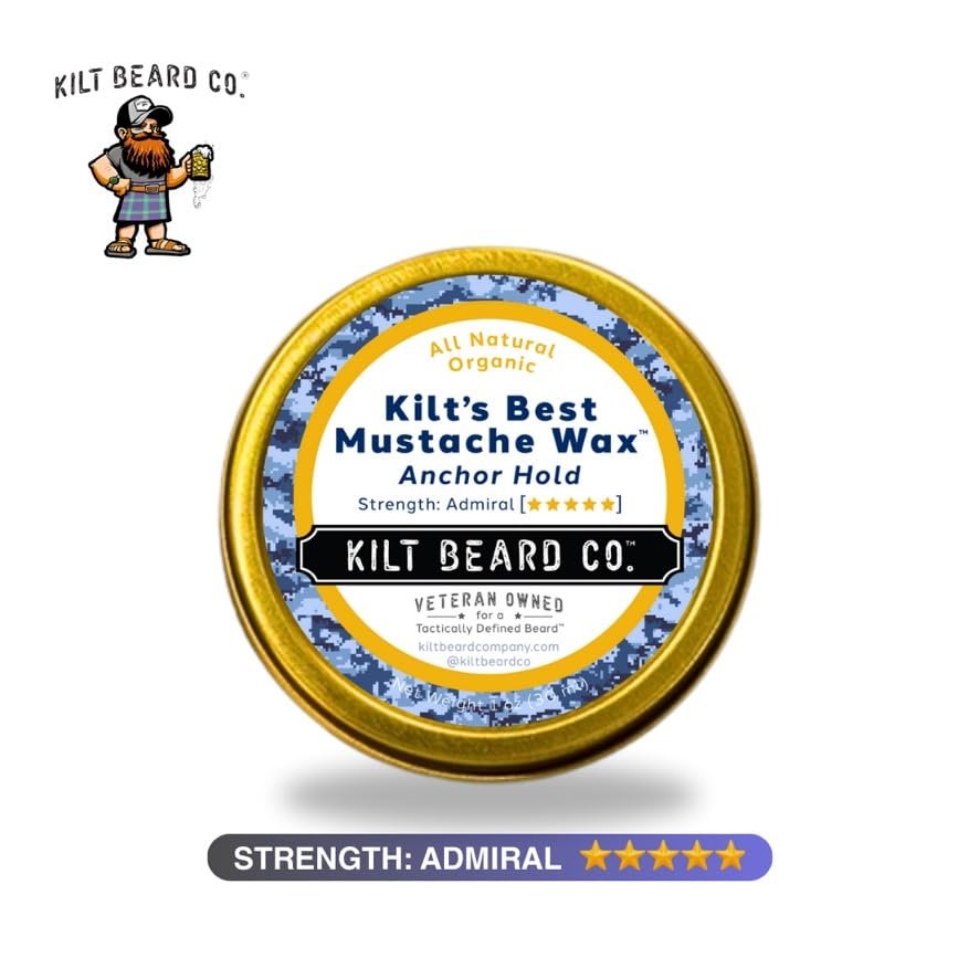 Anchor Hold Mustache Wax – Extreme Hold for Competition & Precision Styling | Non-Sticky, High Heat Tolerance | Unscented, All-Natural & Organic | Beeswax & Carnauba Wax by Kilt Beard Co. - görsel 2