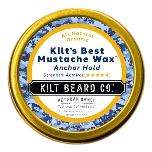 Anchor Hold Mustache Wax – Extreme Hold for Competition & Precision Styling | Non-Sticky, High Heat Tolerance | Unscented, All-Natural & Organic | Beeswax & Carnauba Wax by Kilt Beard Co. - görsel 1