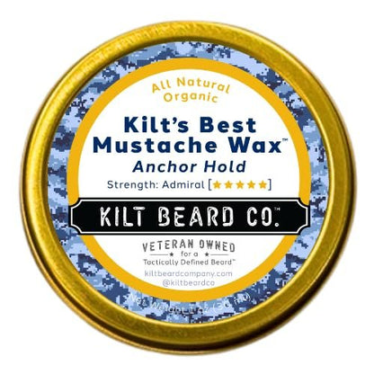 Anchor Hold Mustache Wax – Extreme Hold for Competition & Precision Styling | Non-Sticky, High Heat Tolerance | Unscented, All-Natural & Organic | Beeswax & Carnauba Wax by Kilt Beard Co.