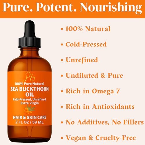 Pomberries Sea Buckthorn Oil – 100% Pure Cold-Pressed from Fruit & Seed – Face Oil for Radiant, Youthful-Looking Skin – Amber Glass Bottle 2 fl oz - görsel 4