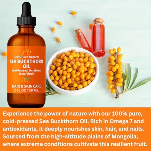 Pomberries Sea Buckthorn Oil – 100% Pure Cold-Pressed from Fruit & Seed – Face Oil for Radiant, Youthful-Looking Skin – Amber Glass Bottle 2 fl oz - görsel 8