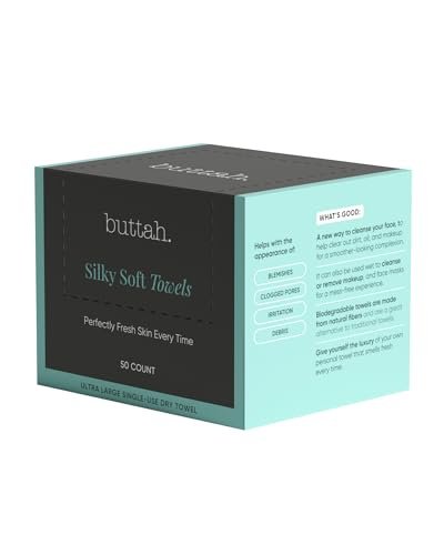 Buttah Skin Disposable Face Towels 50 Count – Extra Thick, Soft, Large Towels for Sensitive Skin, Travel, and Makeup Removal Avelisse