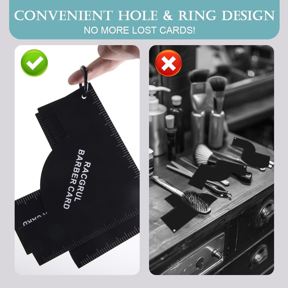 Racgrul Enhancement Card for Barbers – Reusable Hairline Shaping Tool with Measurement Indicators, Beard Line Up Template, Color Spray Edge Line Up Tool, Easy to Clean Hairline Maker Guide Avelisse