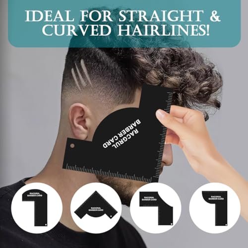 Racgrul Enhancement Card for Barbers – Reusable Hairline Shaping Tool with Measurement Indicators, Beard Line Up Template, Color Spray Edge Line Up Tool, Easy to Clean Hairline Maker Guide Avelisse