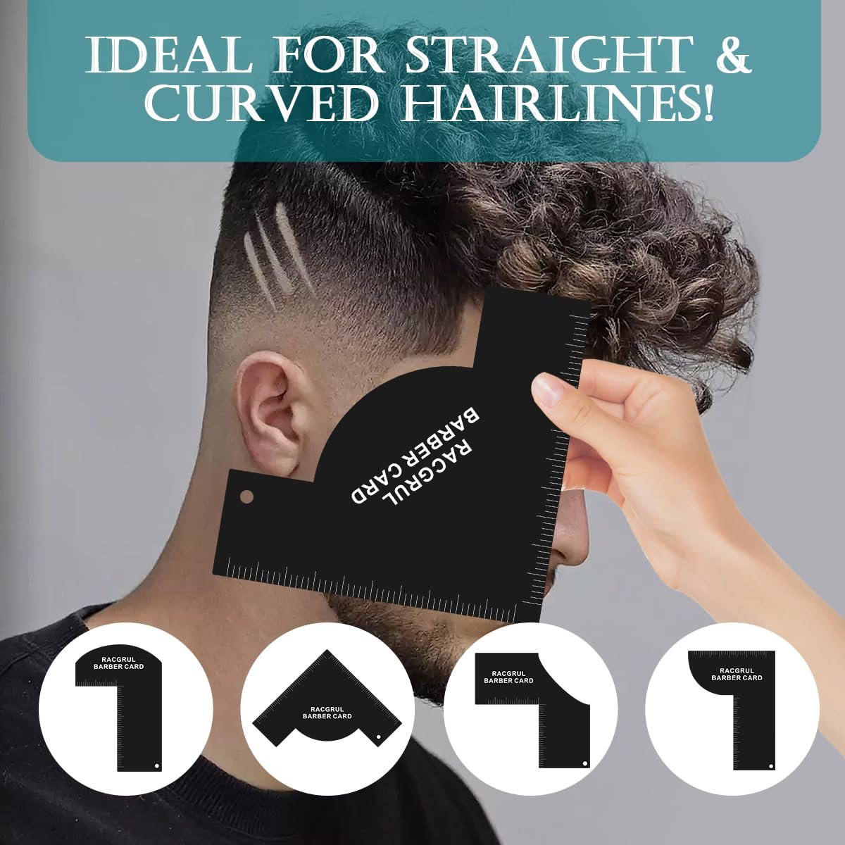 Racgrul Enhancement Card for Barbers – Reusable Hairline Shaping Tool with Measurement Indicators, Beard Line Up Template, Color Spray Edge Line Up Tool, Easy to Clean Hairline Maker Guide Avelisse