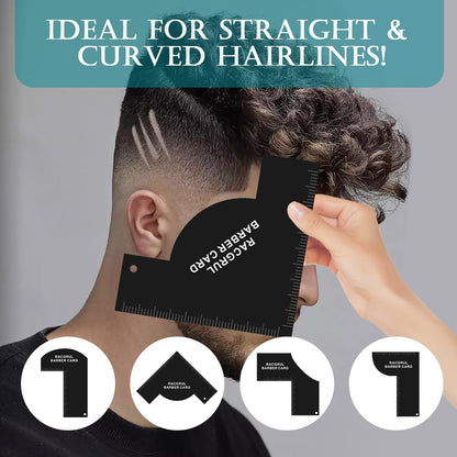 Racgrul Enhancement Card for Barbers – Reusable Hairline Shaping Tool with Measurement Indicators, Beard Line Up Template, Color Spray Edge Line Up Tool, Easy to Clean Hairline Maker Guide Avelisse