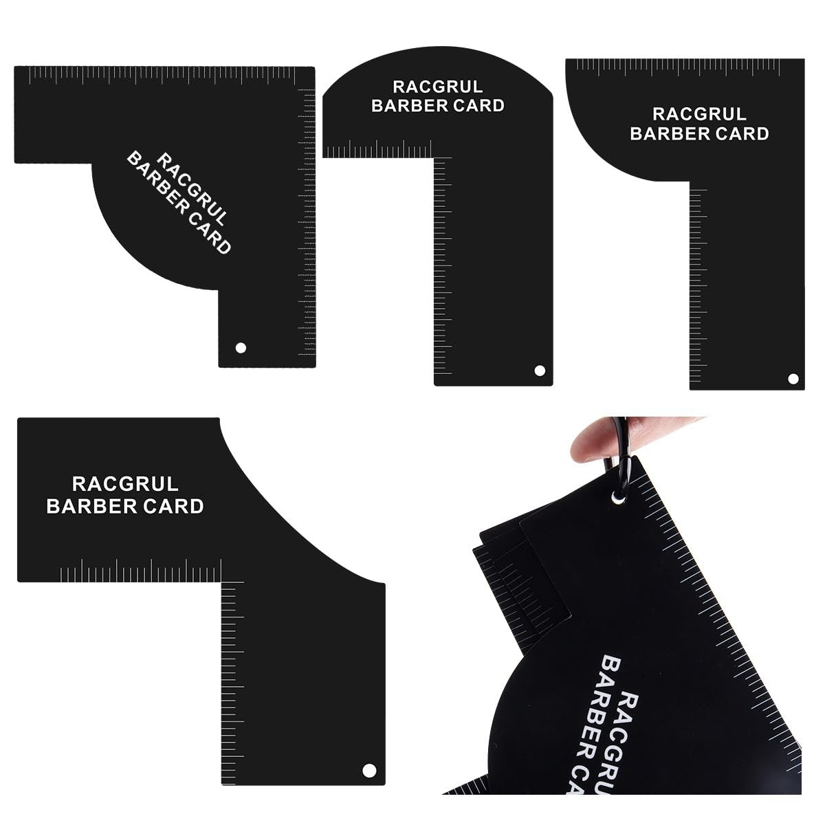 Racgrul Enhancement Card for Barbers – Reusable Hairline Shaping Tool with Measurement Indicators, Beard Line Up Template, Color Spray Edge Line Up Tool, Easy to Clean Hairline Maker Guide Avelisse