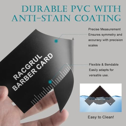Racgrul Enhancement Card for Barbers – Reusable Hairline Shaping Tool with Measurement Indicators, Beard Line Up Template, Color Spray Edge Line Up Tool, Easy to Clean Hairline Maker Guide Avelisse