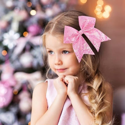 12-Color Jumbo Glitter Cheer Bow Clip – 7” Sequin Hair Bow for Girls, Perfect for Softball, Uniforms, Christmas, Halloween, and Special Occasions Avelisse