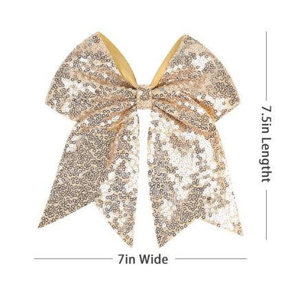 12-Color Jumbo Glitter Cheer Bow Clip – 7” Sequin Hair Bow for Girls, Perfect for Softball, Uniforms, Christmas, Halloween, and Special Occasions Avelisse