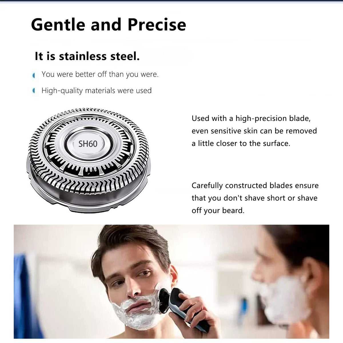 CIELONI SH60 Replacement Blades Compatible with Philips Norelco Series 6000, SH60 Shaver Heads for Philips S6880/81 S6850/85 S6810/82 (3 Pack) Avelisse