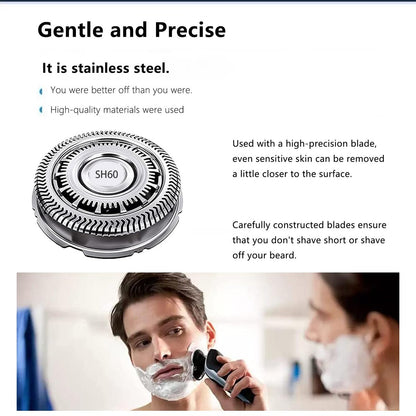 CIELONI SH60 Replacement Blades Compatible with Philips Norelco Series 6000, SH60 Shaver Heads for Philips S6880/81 S6850/85 S6810/82 (3 Pack) Avelisse