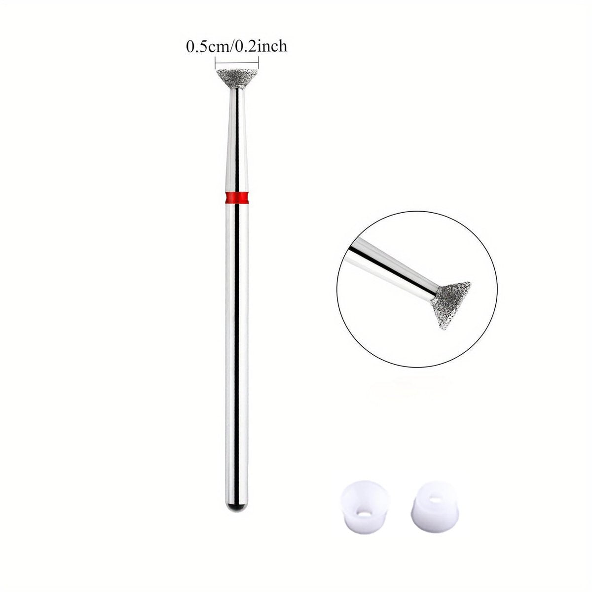 Acycoin2A 2-Pack 4mm Inverted Cone Diamond Drill Bit – Nail Polishing Head Flying Disc Shape for Cuticle Dead Skin Glue Overflow Remover Pro Safe Nail Tool for Manicure Avelisse