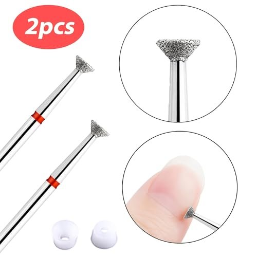 Acycoin2A 2-Pack 4mm Inverted Cone Diamond Drill Bit – Nail Polishing Head Flying Disc Shape for Cuticle Dead Skin Glue Overflow Remover Pro Safe Nail Tool for Manicure Avelisse